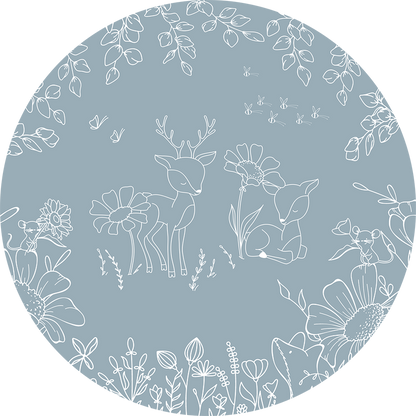 Deer Doodles - Blue - Circle