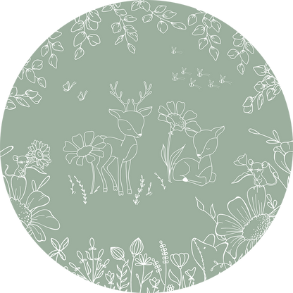 Deer Doodles - Green - Circle