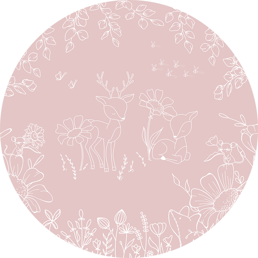Deer Doodles - Pink - Circle