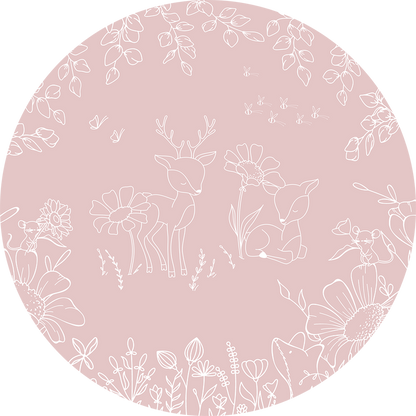 Deer Doodles - Pink - Circle