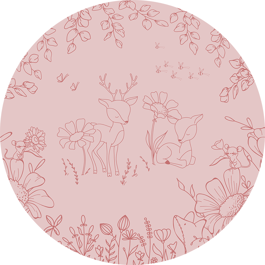 Deer Doodles - Pink Dark - Circle