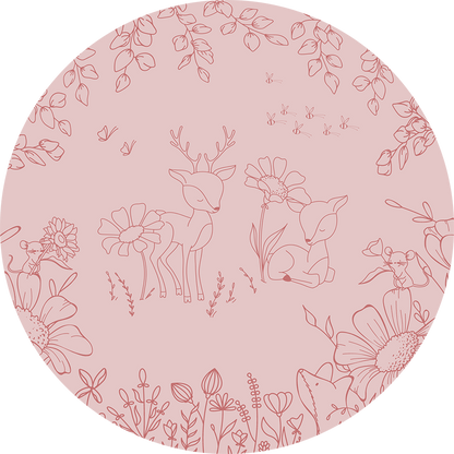Deer Doodles - Pink Dark - Circle