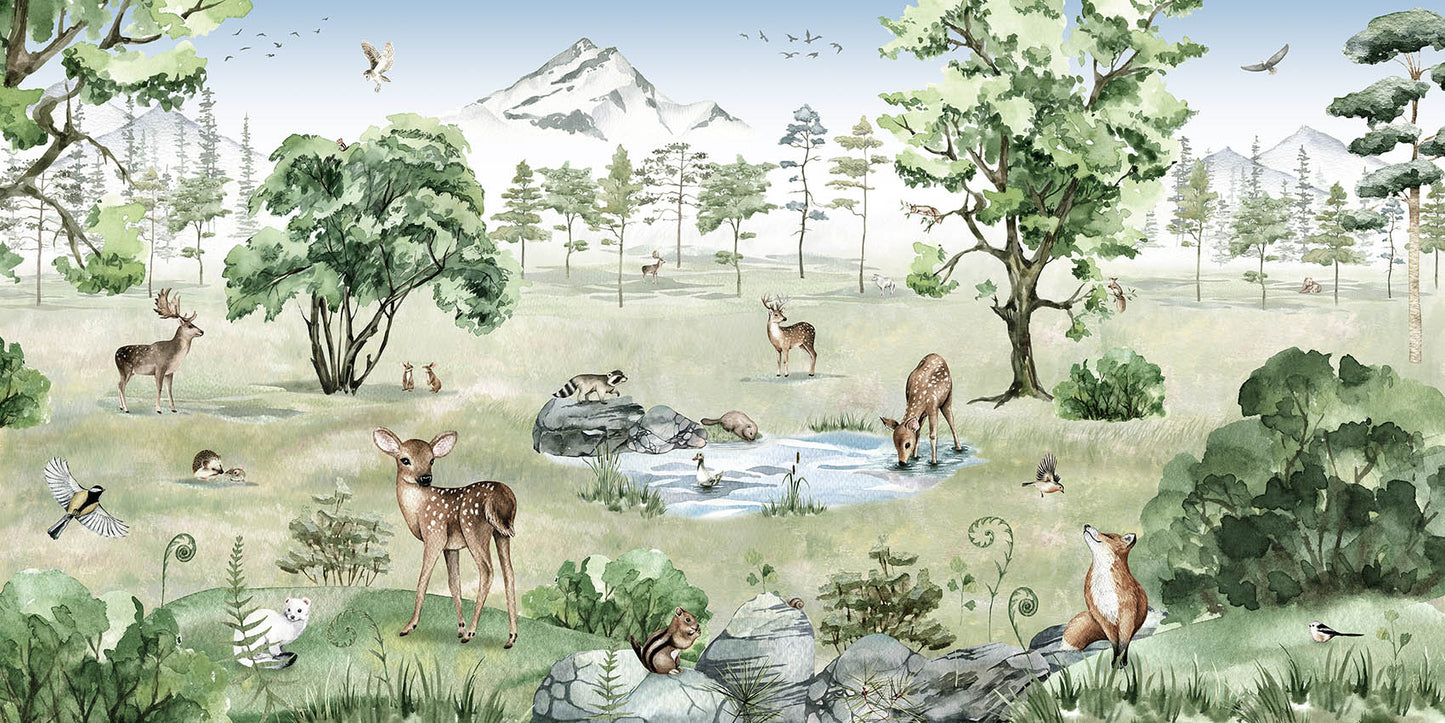 Deer Forest - Summer European mural wallpaper design for kids room — Artehub Egypt