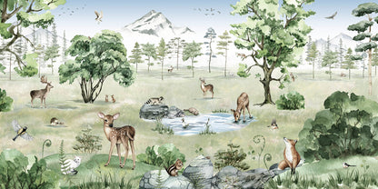 Deer Forest - Summer European mural wallpaper design for kids room — Artehub Egypt
