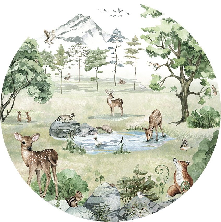 Deer Forest Summer wall circle sticker by Artehub