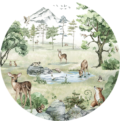 Deer Forest Summer wall circle sticker by Artehub