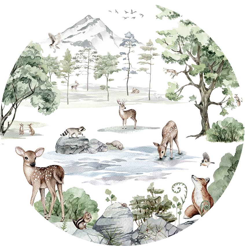 Deer Forest Winter wall circle sticker by Artehub