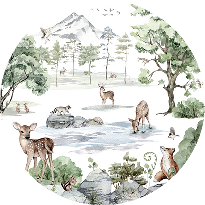 Deer Forest Winter wall circle sticker by Artehub
