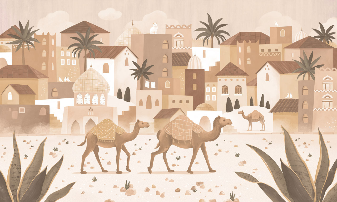 Desert Dreams - mono mural wallpaper design — premium wallpaper by Artehub Egypt