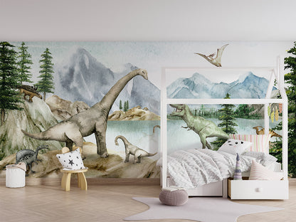 Dino Dreams luxury wallpaper in kids room interior — Artehub Egypt