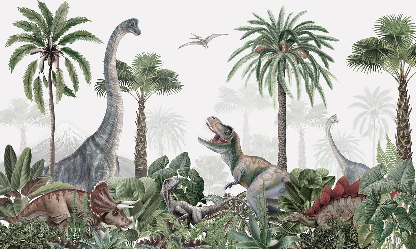 Dino Jive European mural wallpaper design for kids room — Artehub Egypt