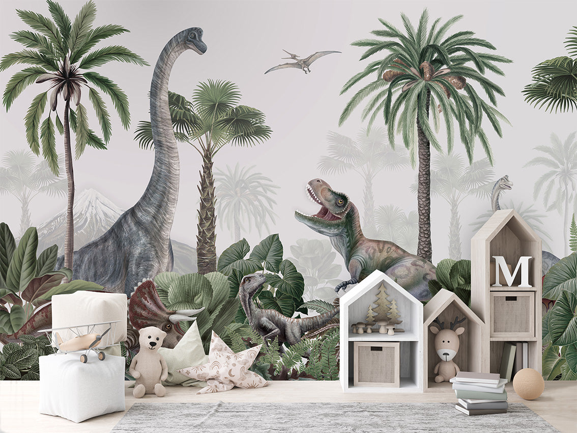 Dino Jive luxury wallpaper in kids room interior — Artehub Egypt
