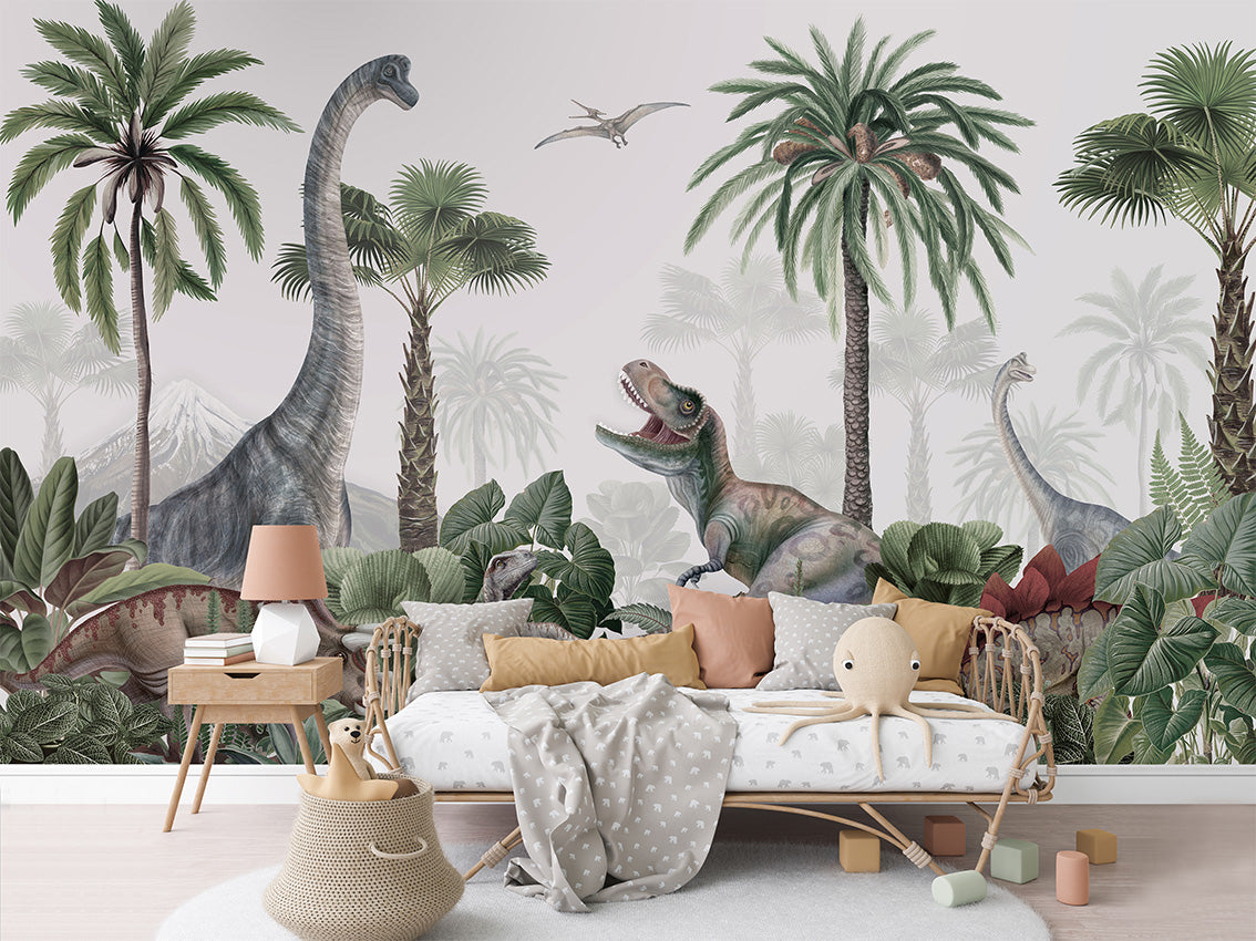 Dino Jive luxury wallpaper in kids room interior — Artehub Egypt