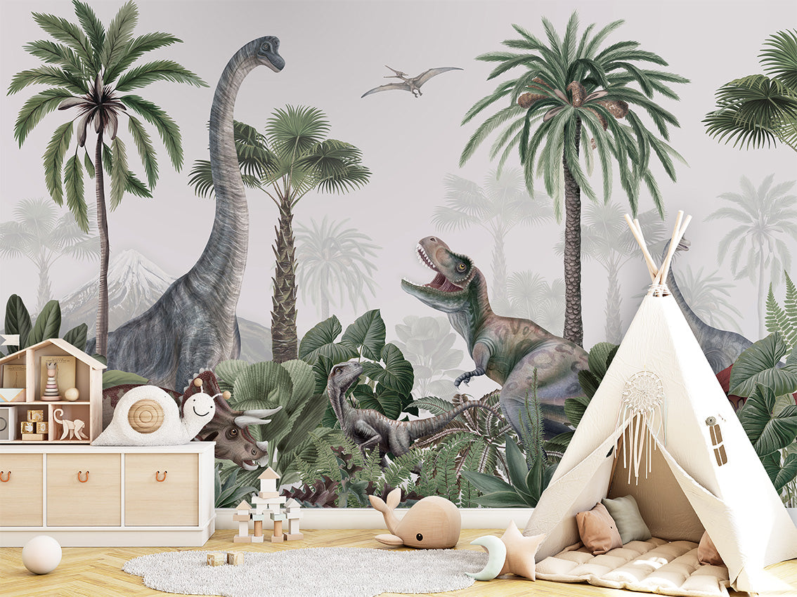 Dino Jive luxury wallpaper in kids room interior — Artehub Egypt