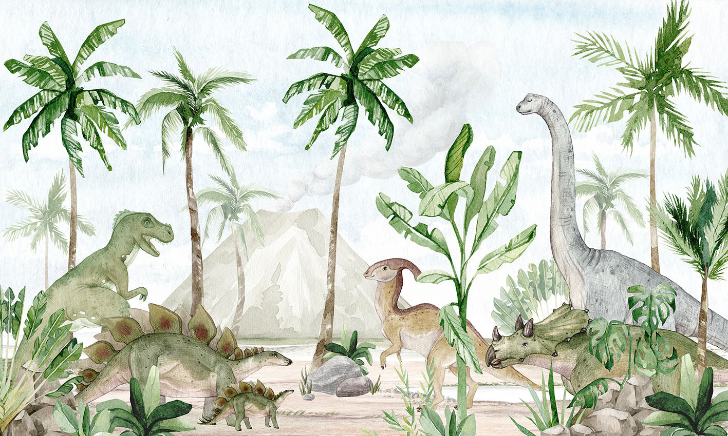 Dino_Joy mural wallpaper design — premium kids room wallpaper by Artehub Egypt