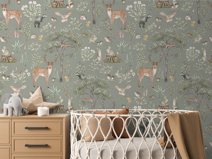 Fantastic Forest - Green luxury wallpaper in kids room interior — Artehub Egypt