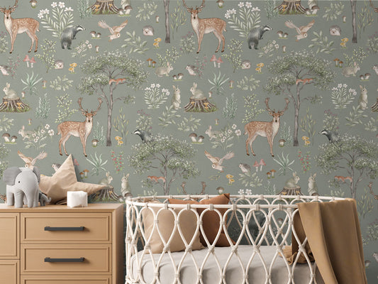 Fantastic Forest - Green luxury wallpaper in kids room interior — Artehub Egypt