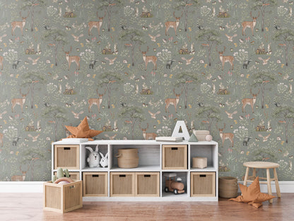 Fantastic Forest - Green luxury wallpaper in kids room interior — Artehub Egypt