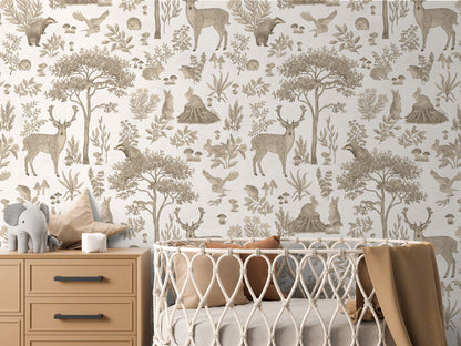 Fantastic Forest - Vintage White luxury wallpaper in kids room interior — Artehub Egypt