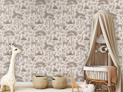 Fantastic Forest - Vintage White luxury wallpaper in kids room interior — Artehub Egypt