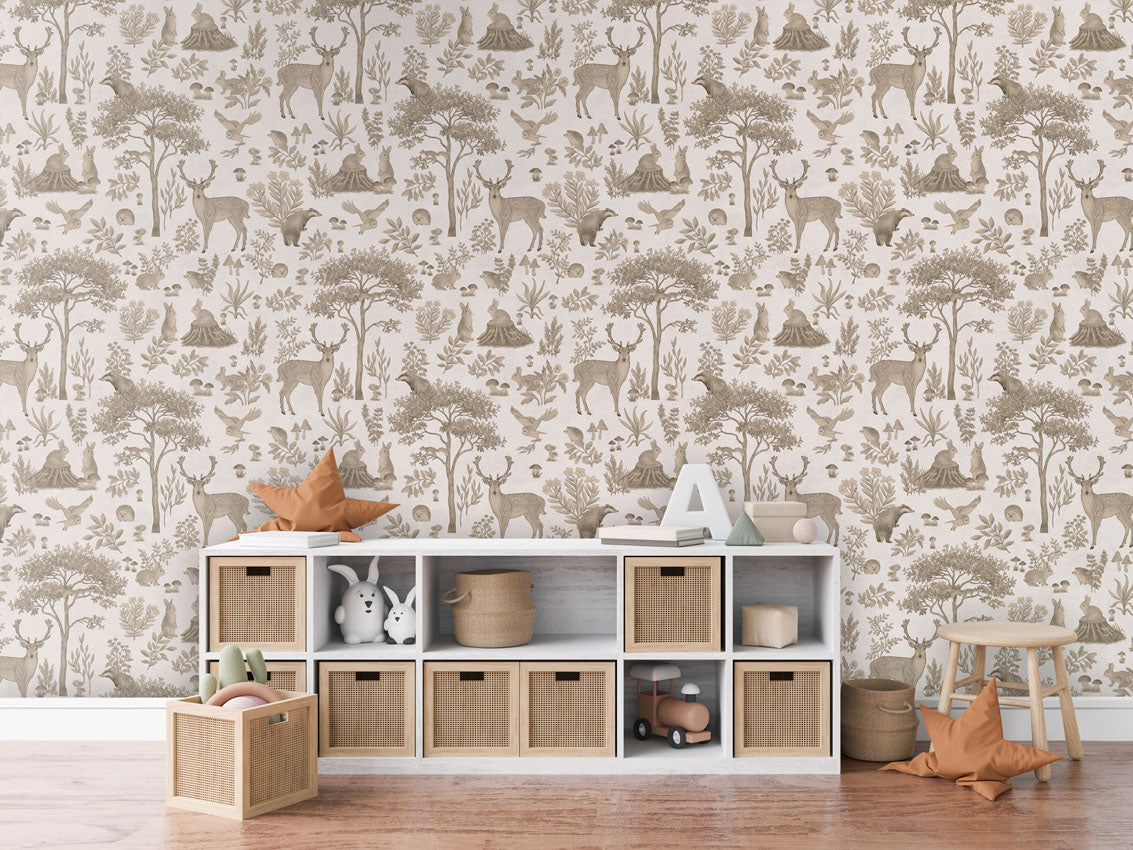 Fantastic Forest - Vintage White luxury wallpaper in kids room interior — Artehub Egypt
