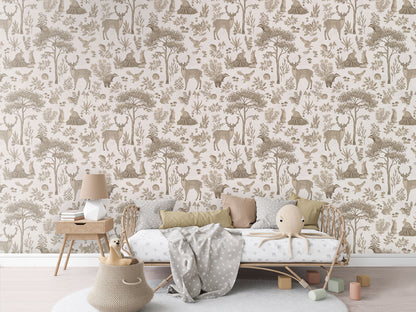 Fantastic Forest - Vintage White luxury wallpaper in kids room interior — Artehub Egypt