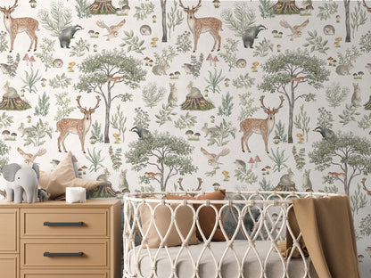 Fantastic Forest - White luxury wallpaper in kids room interior — Artehub Egypt