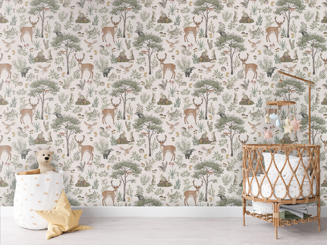Fantastic Forest - White luxury wallpaper in kids room interior — Artehub Egypt