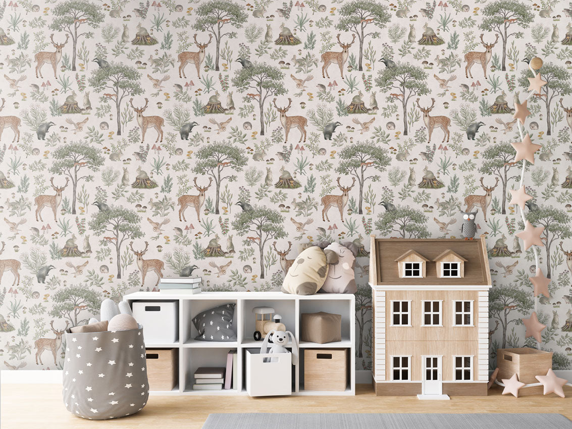 Fantastic Forest - White luxury wallpaper in kids room interior — Artehub Egypt