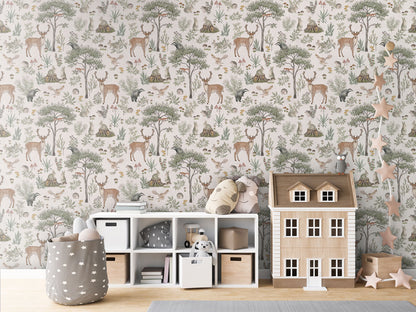 Fantastic Forest - White luxury wallpaper in kids room interior — Artehub Egypt