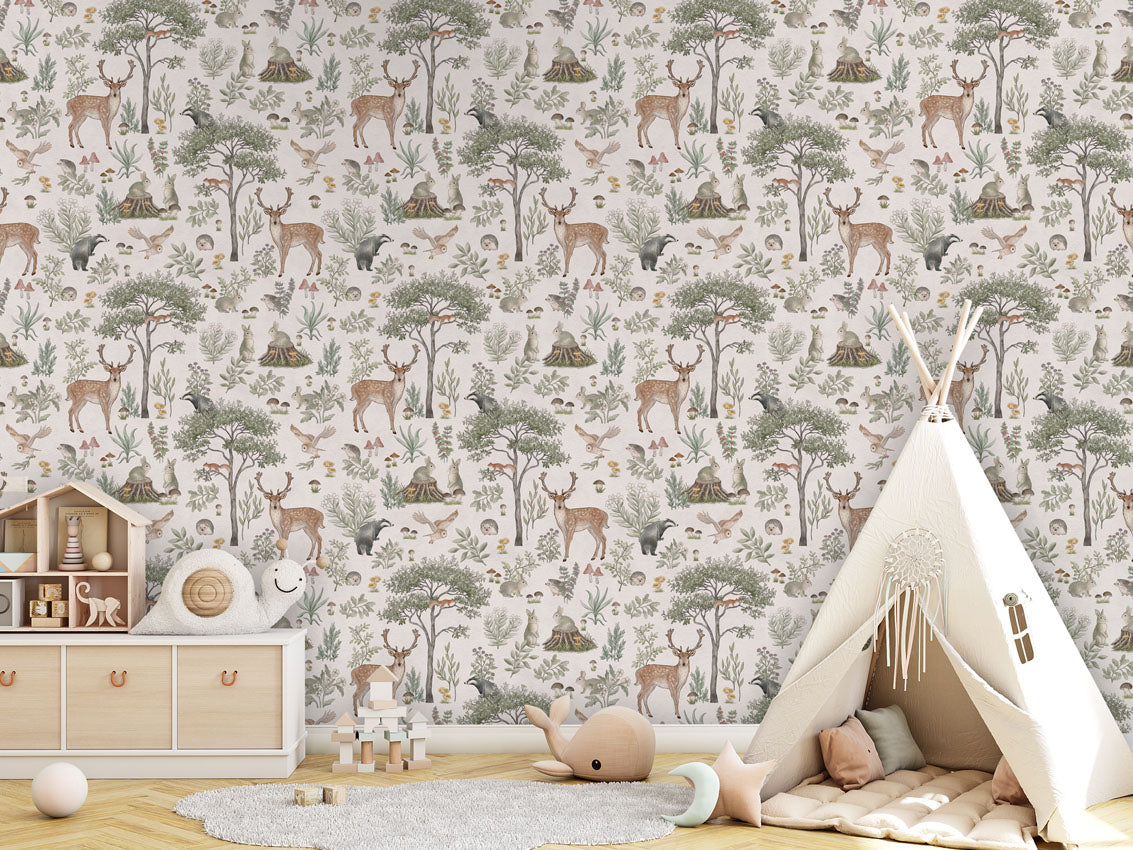 Fantastic Forest - White luxury wallpaper in kids room interior — Artehub Egypt