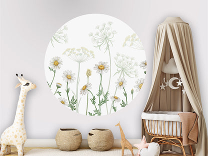 Field Of Daisies wall circle sticker by Artehub