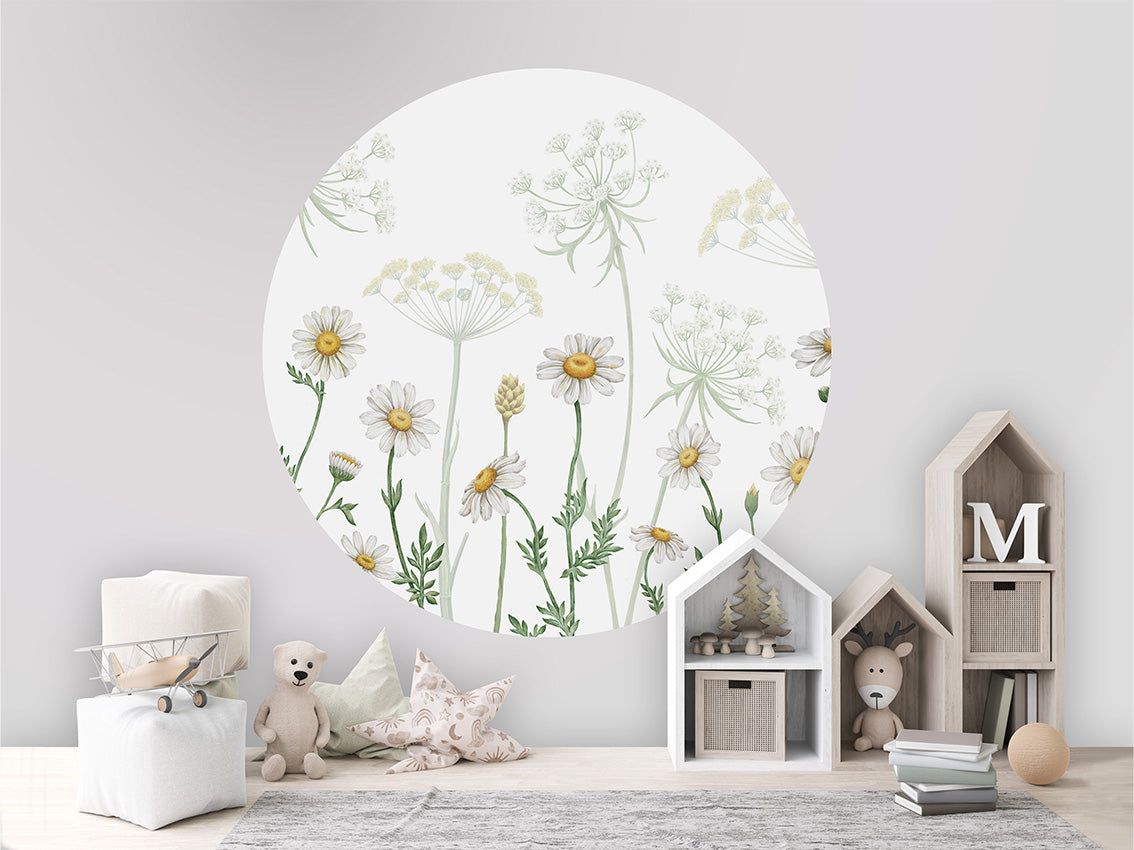 Field Of Daisies wall circle sticker by Artehub