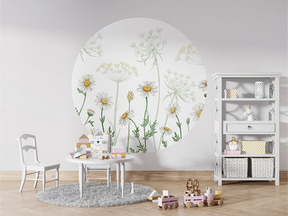 Field Of Daisies wall circle sticker by Artehub