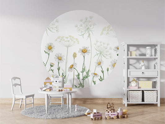 Field Of Daisies wall circle sticker by Artehub