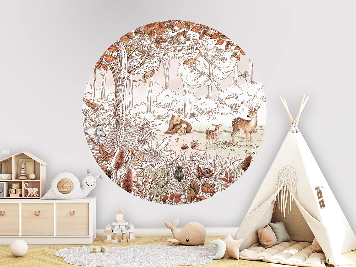 Forest Friends Autumn 1 wall circle sticker by Artehub