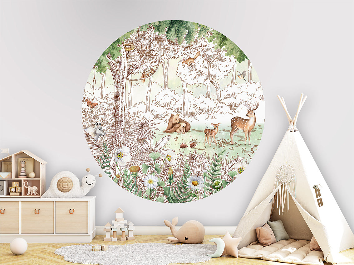 Forest Friends Spring 1 wall circle sticker by Artehub