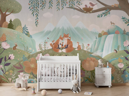 Fox Family kids room wallpaper interior — premium wallpaper by Artehub Egypt