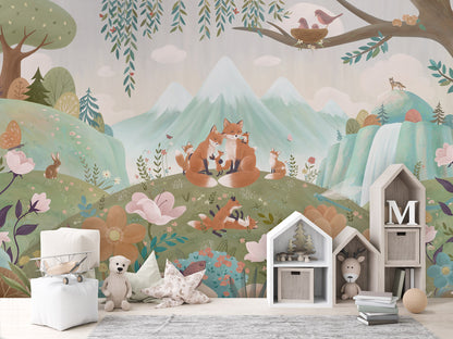Fox Family kids room wallpaper interior — premium wallpaper by Artehub Egypt