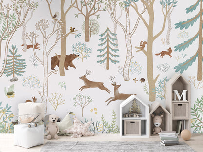 Frisky Forest - blue kids room wallpaper interior — premium wallpaper by Artehub Egypt