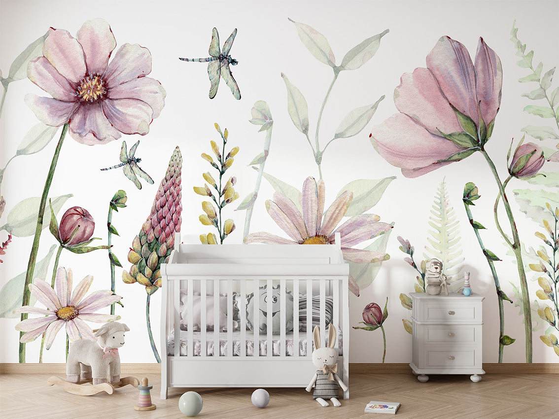 Fabulous Flowers luxury wallpaper in kids room interior — Artehub Egypt