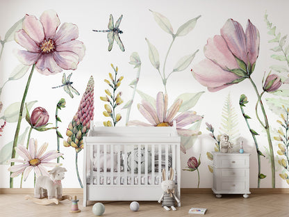 Fabulous Flowers luxury wallpaper in kids room interior — Artehub Egypt
