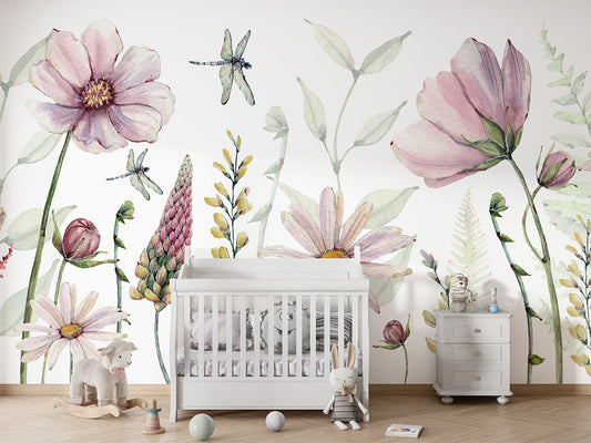 Fabulous Flowers luxury wallpaper in kids room interior — Artehub Egypt