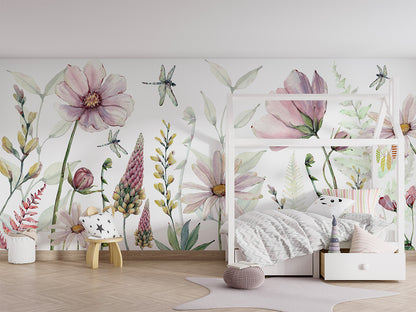 Fabulous Flowers luxury wallpaper in kids room interior — Artehub Egypt
