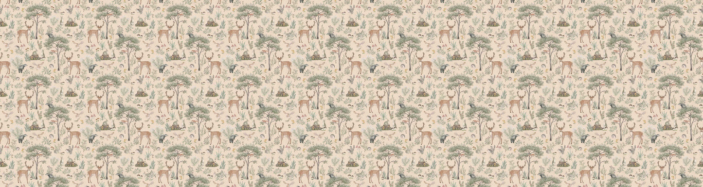 Fantastic Forest - Beige European wallpaper motif design for kids room — Artehub Egypt