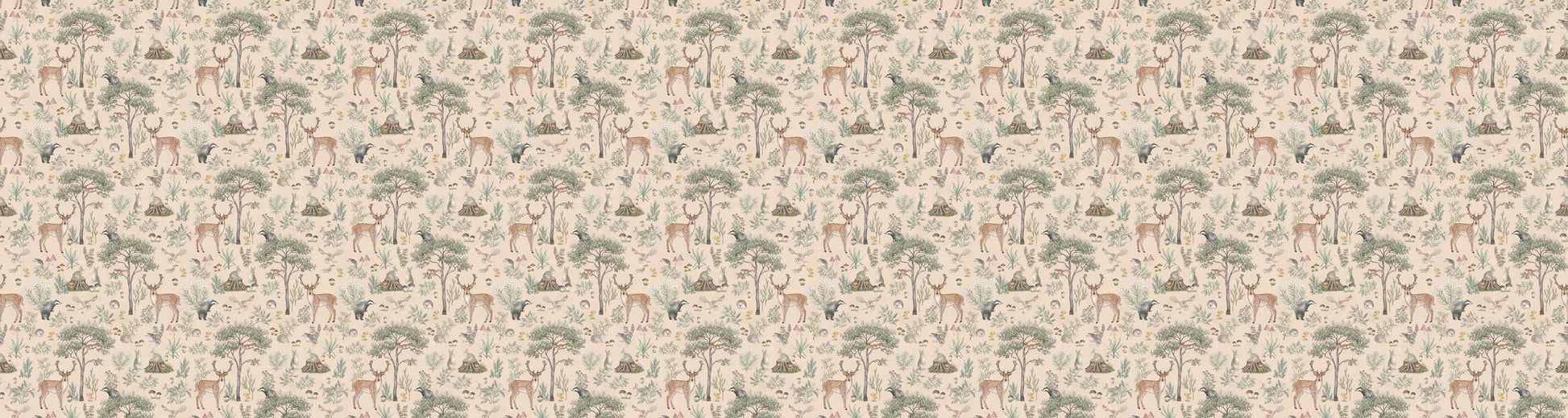 Fantastic Forest - Beige European wallpaper motif design for kids room — Artehub Egypt