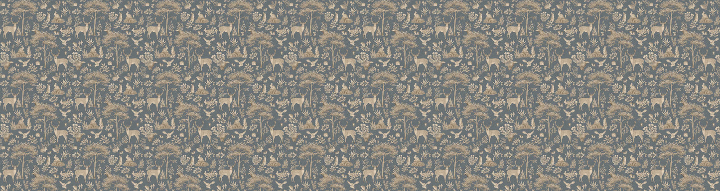 Fantastic Forest - Vintage Blue European wallpaper motif design for kids room — Artehub Egypt