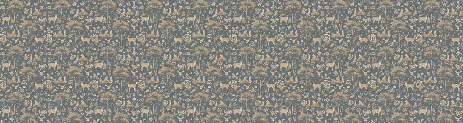 Fantastic Forest - Vintage Blue European wallpaper motif design for kids room — Artehub Egypt