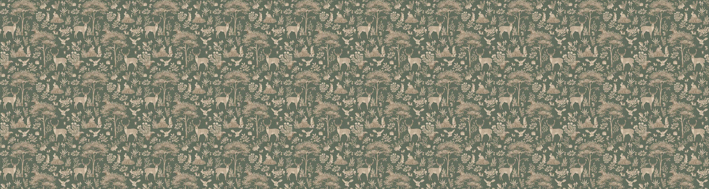 Fantastic Forest - Vintage Green European wallpaper motif design for kids room — Artehub Egypt