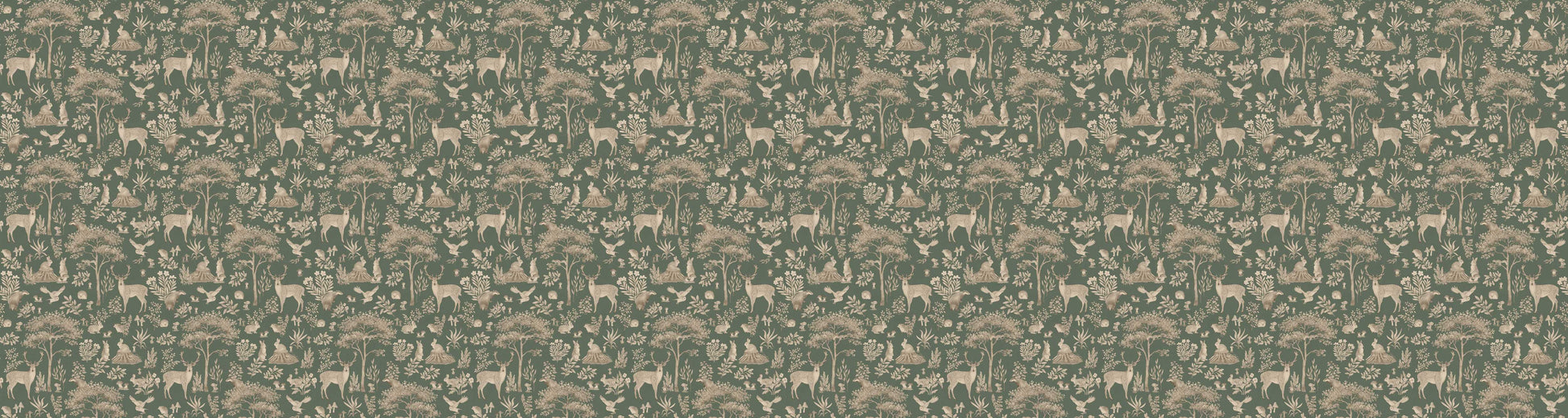 Fantastic Forest - Vintage Green European wallpaper motif design for kids room — Artehub Egypt